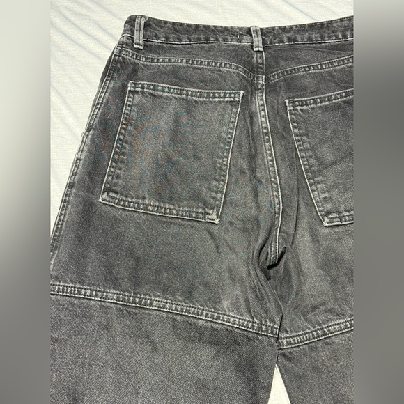 Zara Jeans Women's Size 4 Black High Rise Cargo Wide Leg Skater Pleated Slouchy - Picture 6 of 12